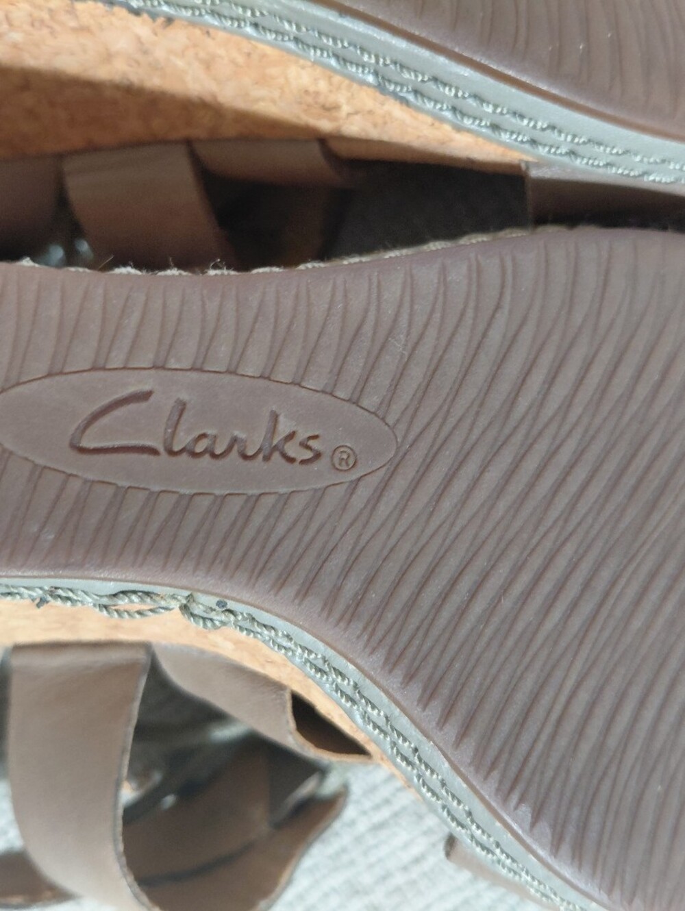 Clarks Taupe Lace-Up Wedge Sandals - Picture 10 of 13